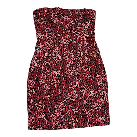 Black Halo Strapless Animal Print Mini Cocktail Dress Size 6 - Picture 2 of 8